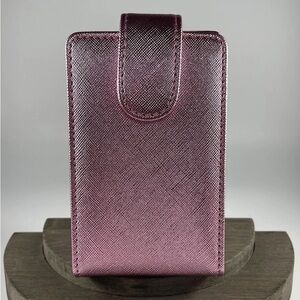 NEW Metallic Pink Mauve Cosmetic Makeup Lipstick Travel Case Pouch w/ Mirror
